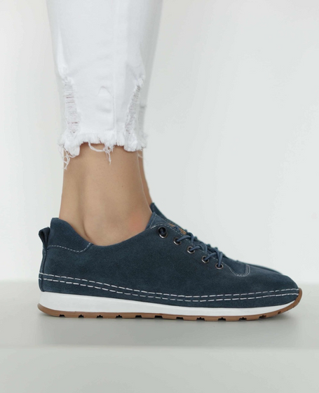 Amelira Women's Leather Denim Low-Top Shoes