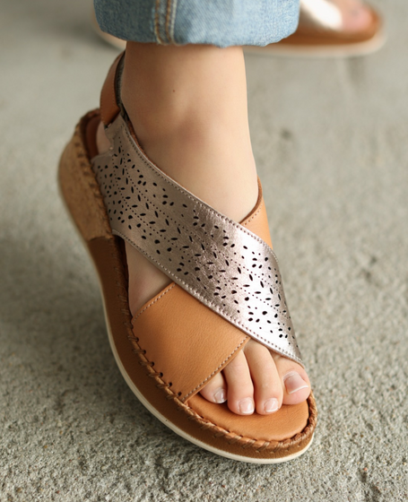 Cerinia Women's Leather Copper Sandals