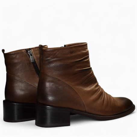 Zenetha Women's Brown Leather Ankle Boots