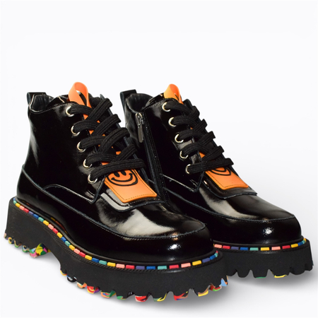 Skórzane czarne trzewiki damskie Adriona