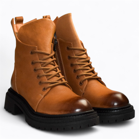 Skórzane rude trzewiki damskie Nerione