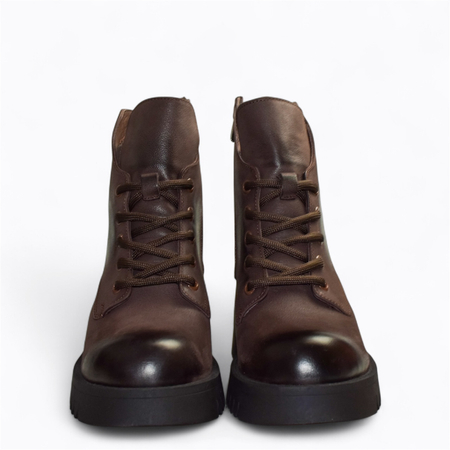 SKÓRZANE BRĄZOWE BOTKI DAMSKIE ISADORA