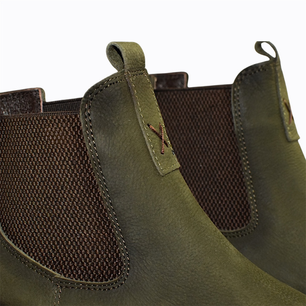 Manelia Women's Green Leather Ankle Boots