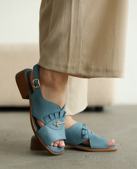 Brimeli Women's Leather Denim Sandals