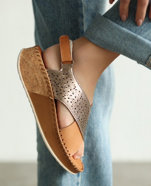 Cerinia Women's Leather Copper Sandals
