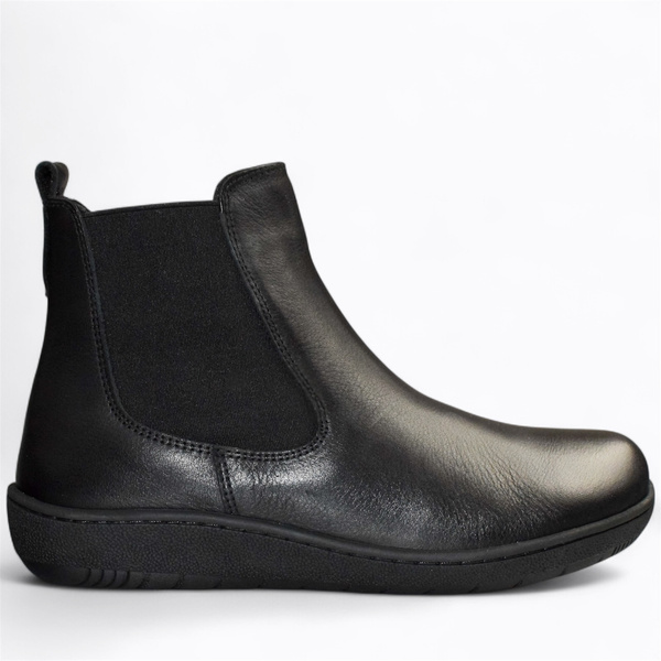 Avanise Black Leather Women's Barefoot Ankle Boots