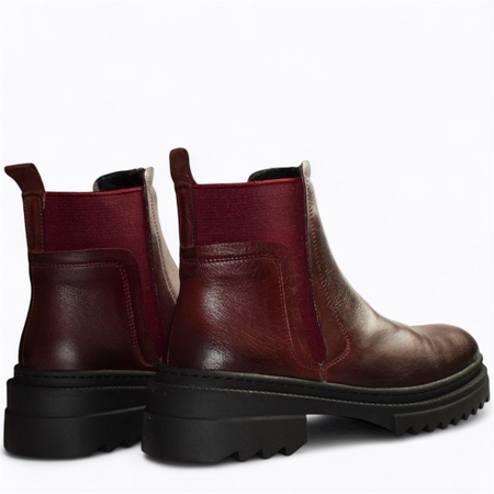 SKÓRZANE BORDOWE BOTKI DAMSKIE INORITH