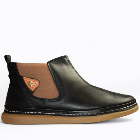 Skórzane czarne trzewiki damskie Kermitia