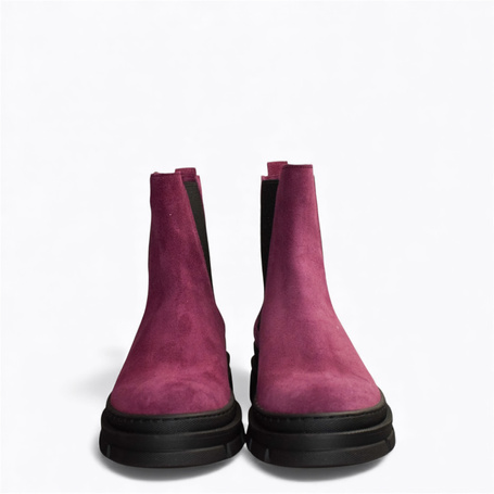 KANNA WOMEN'S PLUM-COLORED LEATHER ANKLE BOOTS