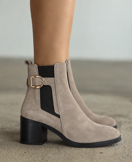 Briella Women's Gray Leather Ankle Boots