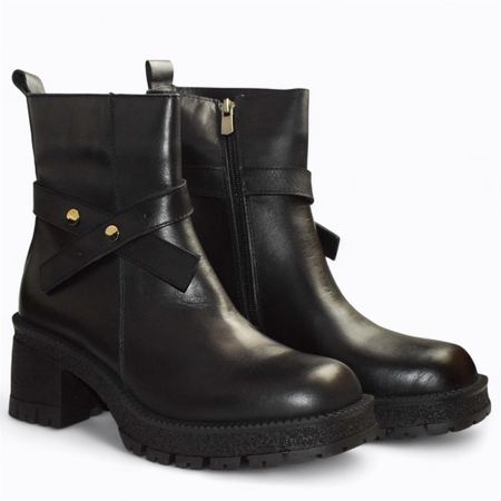 Skórzane czarne botki damskie Euriana