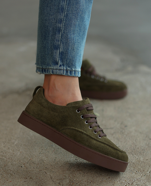 Marenza Women's Olive-Colored Leather Loafers