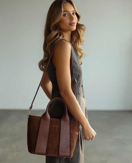 Elishia Koniak - Red Suede Leather Shopper Bag