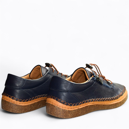 SKÓRZANE GRANATOWE PÓŁBUTY DAMSKIE AGNETIA