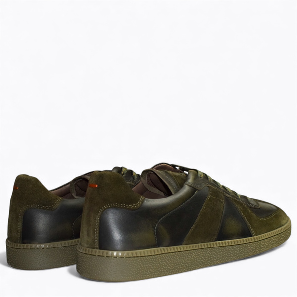 Elmerin Men's Green Leather Low-Cut Shoes