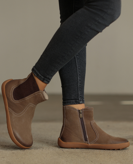 Skórzane barefoot szare sztyblety damskie Galoria