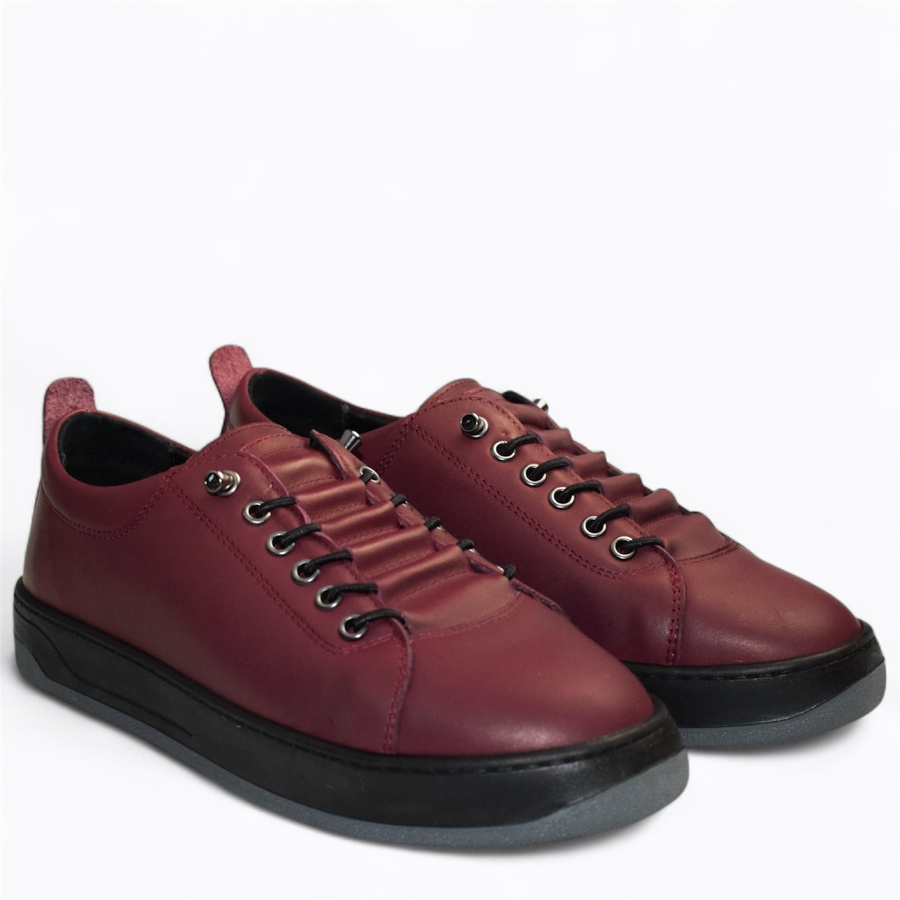 Skórzane bordowe sneakersy damskie Arestia