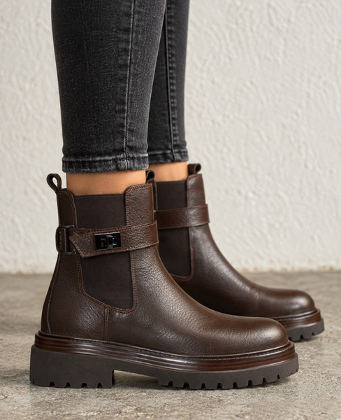 Miranil Women's Brown Leather Ankle Boots