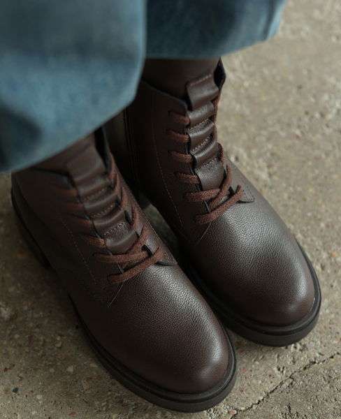 Sembeti Women's Leather Chocolate-Brown Ankle Boots