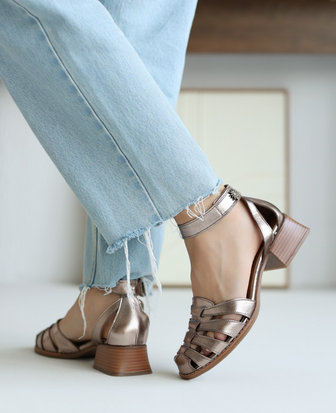 Ivelina Women's Leather Copper Sandals