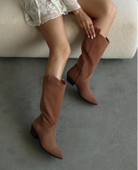 Orlandi Women's Mocca Leather Cowboy Boots