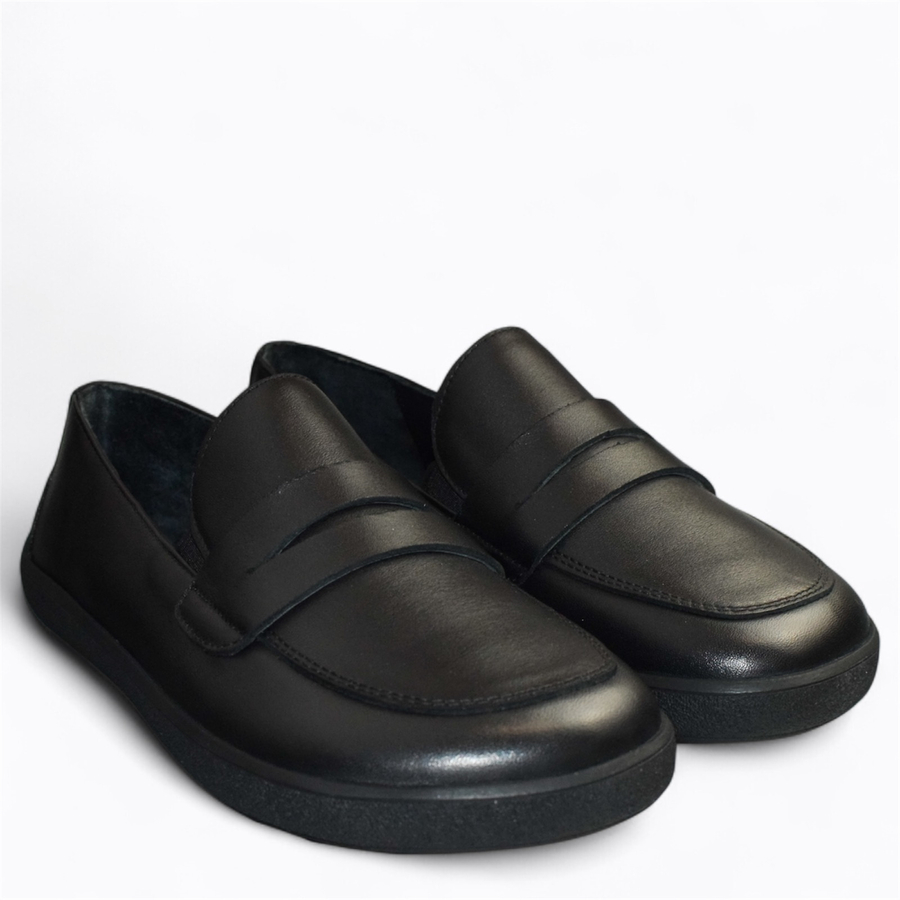 Skórzane czarne półbuty damskie barefoot Fenaria