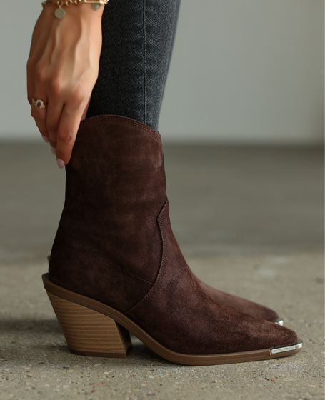 Azelina Women's Leather Chocolate-Brown Cowboy Boots