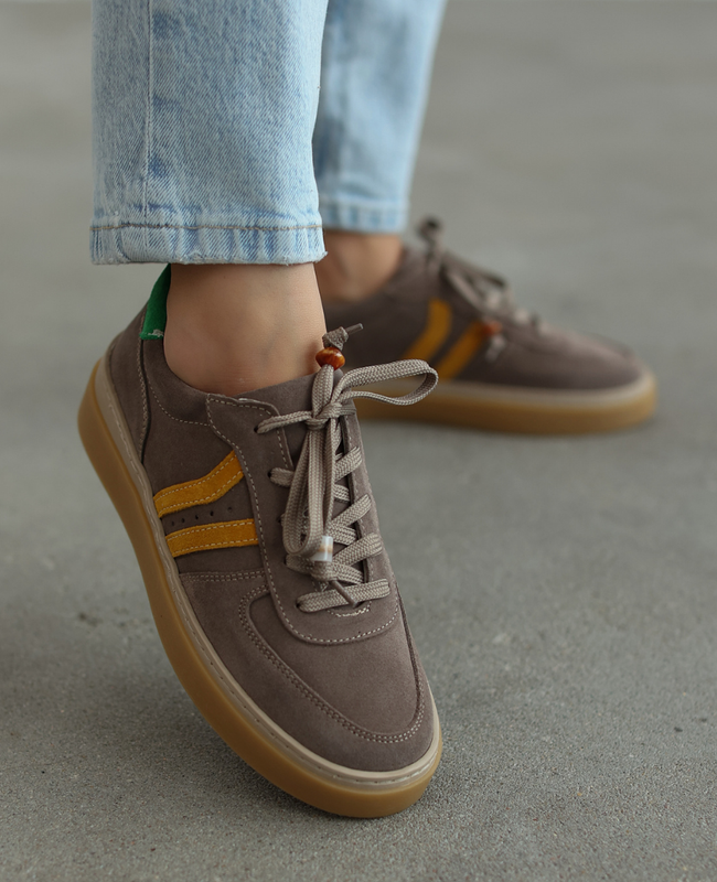 Skórzane szare sneakersy damskie Elviana