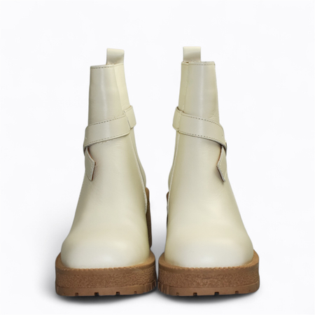 Skórzane beżowe botki damskie Euriana