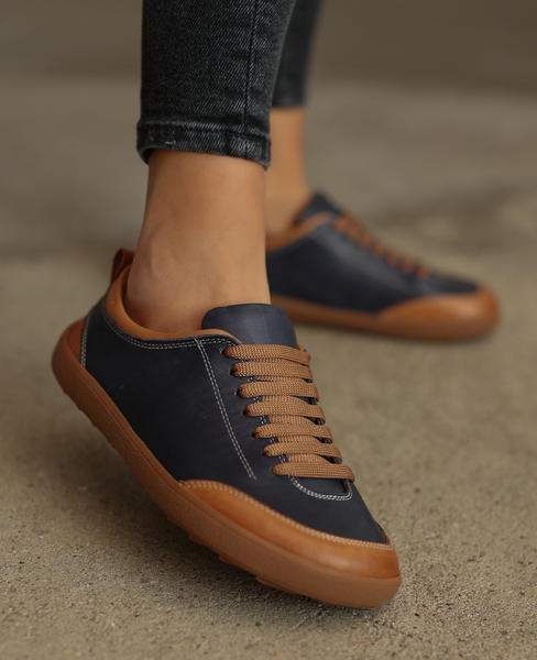 Teleira Women's Navy Blue Leather Barefoot Shoes