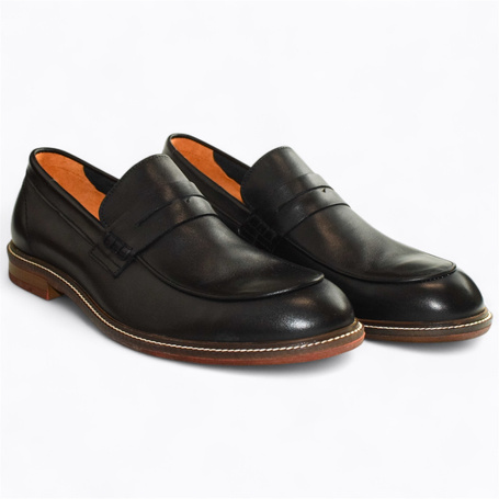 Cedrian Men's Black Leather Low-Top Shoes