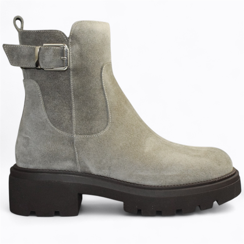 Caliria Women's Gray Leather Ankle Boots