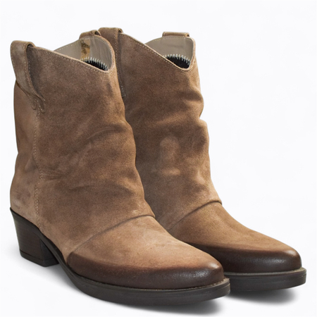 Skórzane taupe botki damskie Juvitia