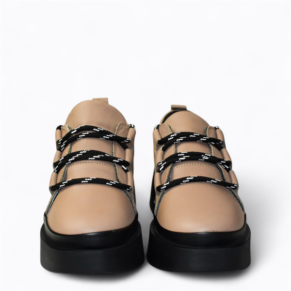 Lesmari Women's Gray Leather Low-Top Shoes