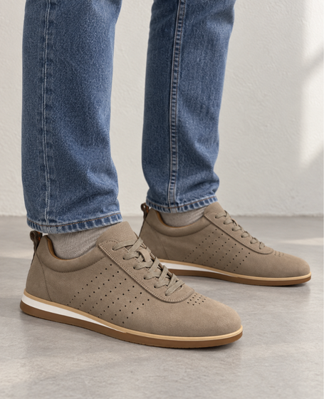 Kameris Men's Gray Leather Sneakers