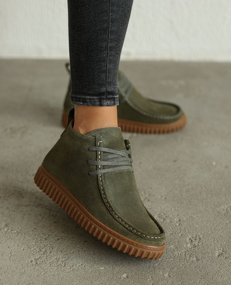Dalorin Women's Olive-Green Leather Boots