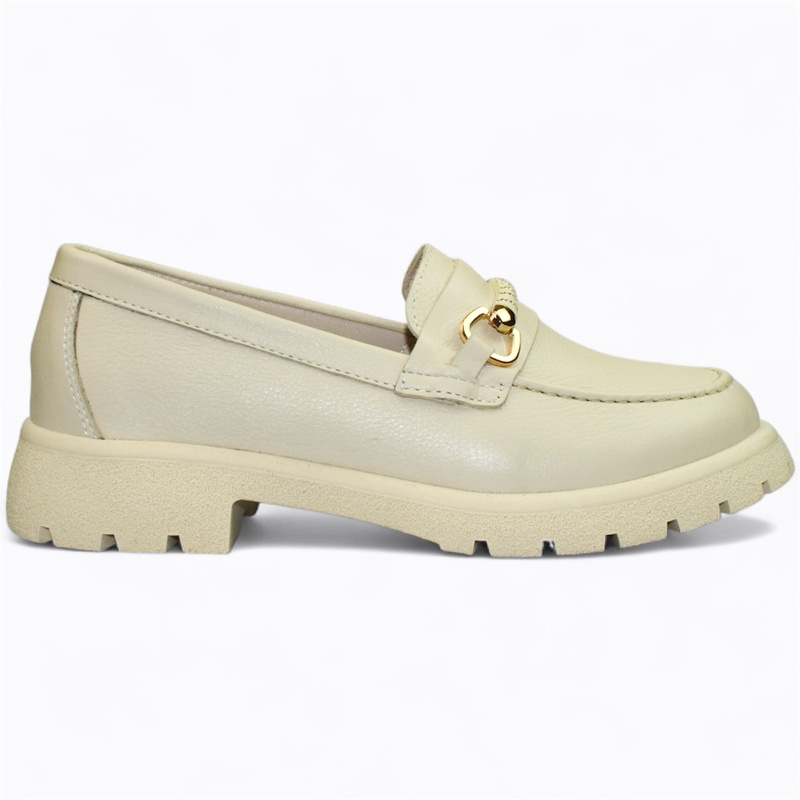 Medrena Beige Leather Women's Shoes