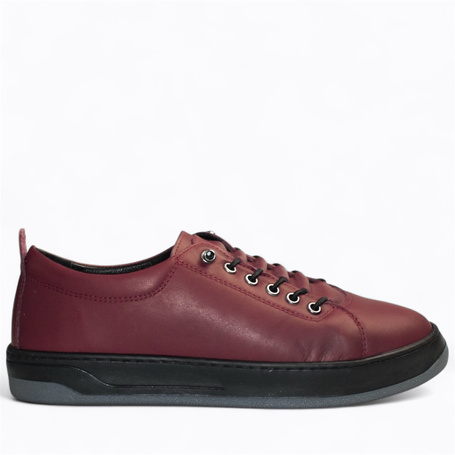 Skórzane bordowe sneakersy damskie Arestia