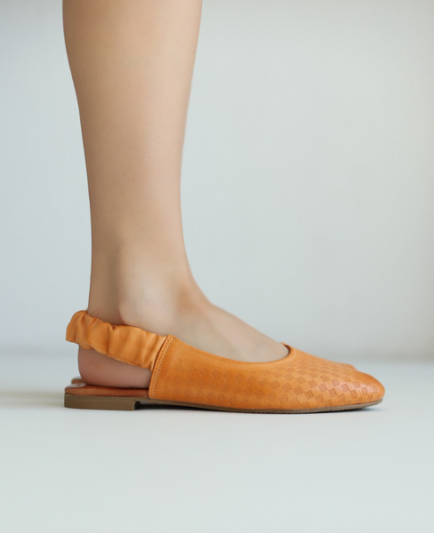 Baverna Women's Orange Leather Sandals