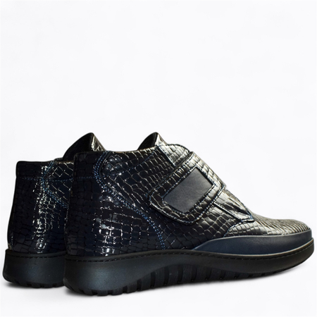 SKÓRZANE GRANATOWE BOTKI DAMSKIE GALESSA