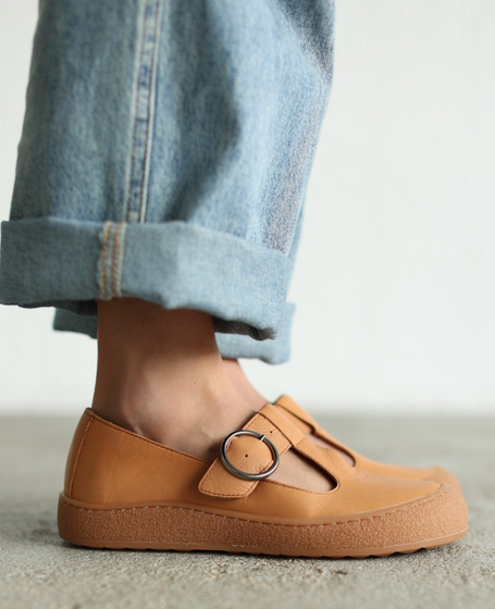Misiori Women's Red Leather Low-Cut Shoes