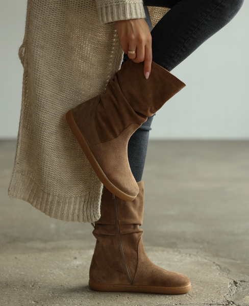Bonella Beige Leather Women's Barefoot Ankle Boots
