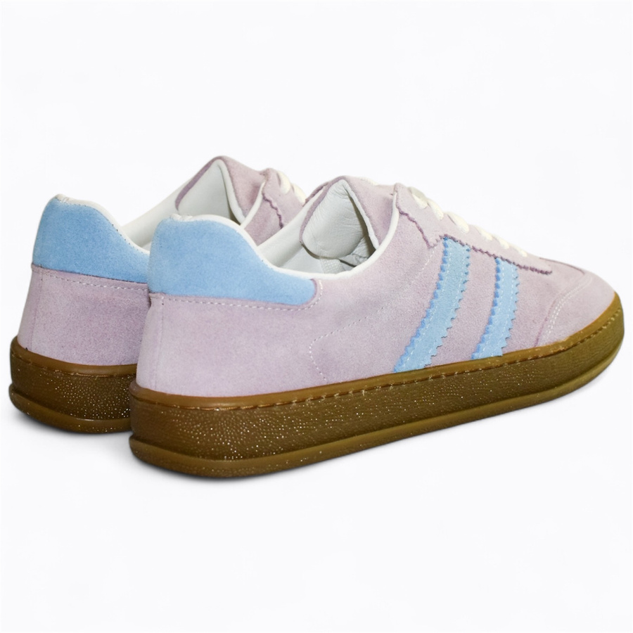 Skórzane fuksjowe sneakersy damskie Magline