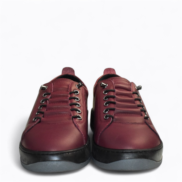 Skórzane bordowe sneakersy damskie Arestia