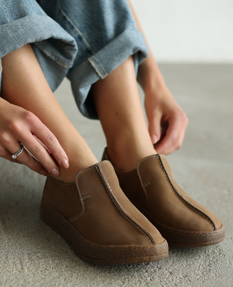 Teremis Beige Leather Women's Low-Cut Shoes