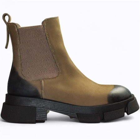 SKÓRZANE BEŻOWE SZTYBLETY DAMSKIE CALETIA