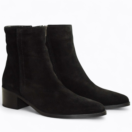 Skórzane czarne botki damskie Zafrina