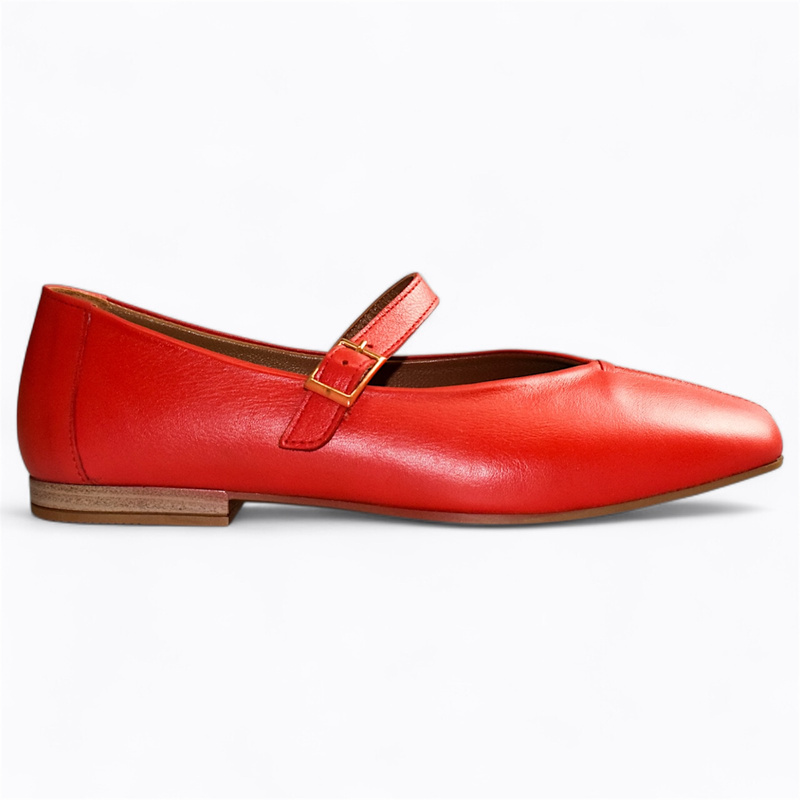 Olivina Women's Red Leather Low-Cut Shoes
