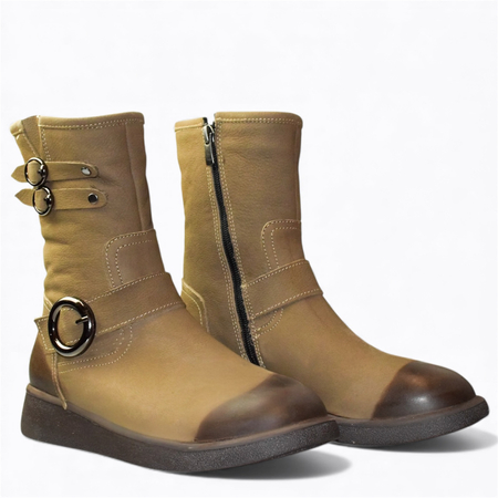 Skórzane beżowe trzewiki damskie Davinia