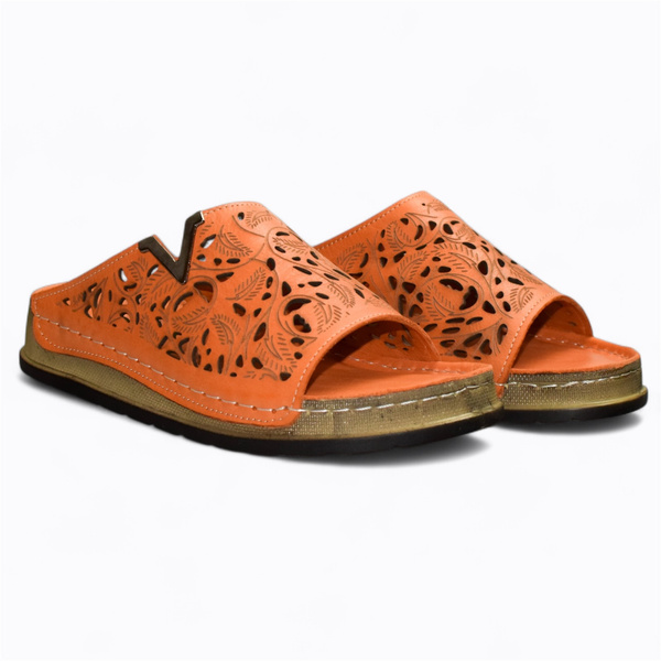 ZILVARA WOMEN'S ORANGE FLIP-FLOPS